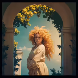 woman with long hair in a dress posing for the camera