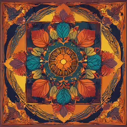 a flowered pattern is on a brown surface,a beautiful artwork style photo of some leaves and a flower
