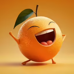 a funny orange character making a silly face