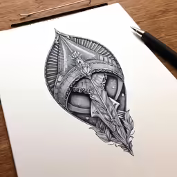 a drawing of a umbrella and a bird in a nest
