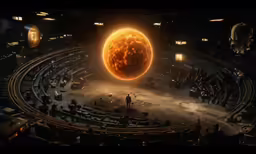 a large orange object flying through the air