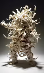 a paper sculpture of a humanoid made out of cardboard