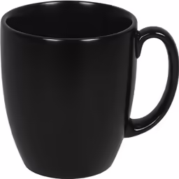 black coffee cup with a black handle