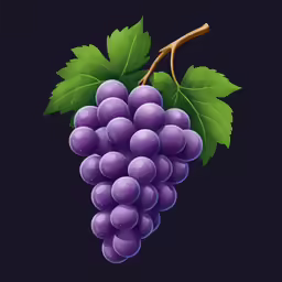 a painting of a cluster of grapes with leaves