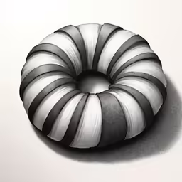 a large circular object is drawn in gray and black