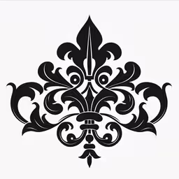 an ornate pattern in black and white,an artistic pattern that includes a stylized design in black on white