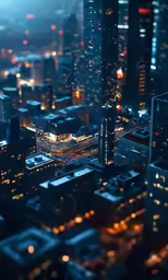 a city in the night with lights shining on it