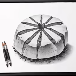 a pencil drawing of a slice of cake