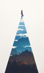 someone standing at the top of a tall mountain