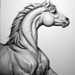 a horse standing in the air drawing by hand