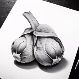 an eggplant drawing on paper that shows a detailed work