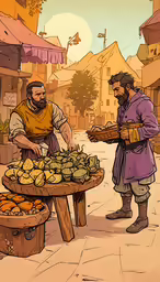 two people standing outside next to an assortment of bananas