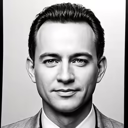 a man wearing a suit and tie is smiling