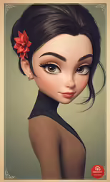 a drawing of a girl with brown hair and brown eyes