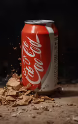 a soda can that is on some chips