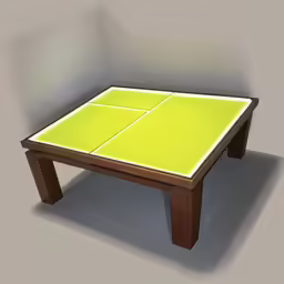 an empty table with the top made of wood