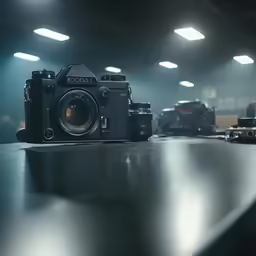 a camera and other cameras on a wooden table