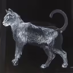 black and white drawing of a cat on glass