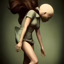 a 3d image of a girl with long hair and without pants