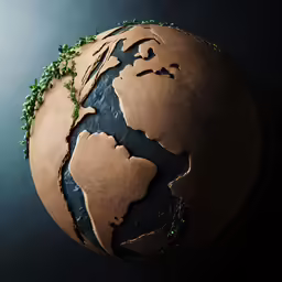 the earth has green sprouts on it