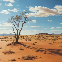 the lonely lone tree stands alone in the desert