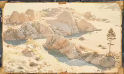 an image of desert scene in a picture frame
