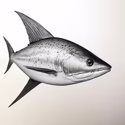 an ink drawing of a sea bass by artist mark ward