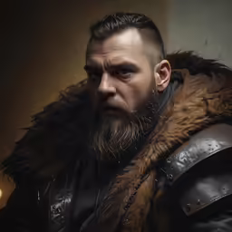 a bearded man with a heavy coat and goat fur collar