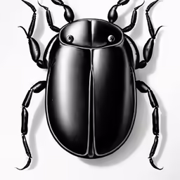 an illustration of a black bug sitting on a white wall