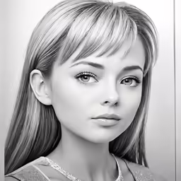 a woman with long hair is looking into the camera