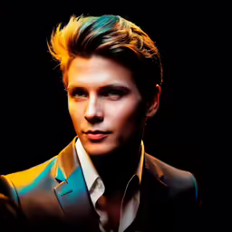 a young man is posing for the camera in a leather jacket