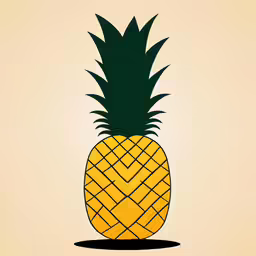 a green and yellow pineapple sitting on top of a black base