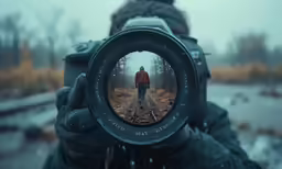 a man is taking a photo with a camera
