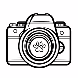 a camera on a white background with text underneath