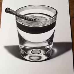 an ink drawing of a glass with water