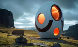 the round shaped object is in the middle of a field