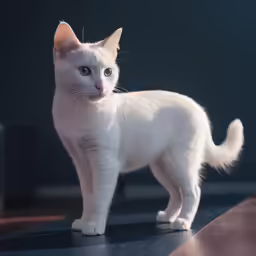 there is a white cat on the table