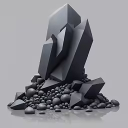 a grey rock sculpture next to rocks