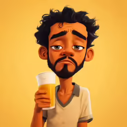 digital portrait of bearded man with glasses of beer