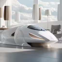 the futuristic transportation car is ready for takeoff