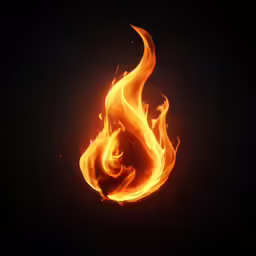 a red fire is shining with yellow flames