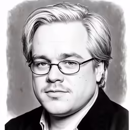 black and white portrait of a man with glasses