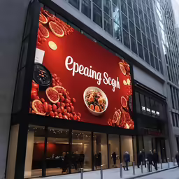 a large sign on the side of a building reads speak out