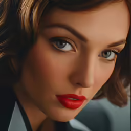an image of a woman with red lipstick