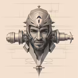 a character drawing that appears to have been made with the robot in his head
