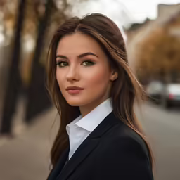 a beautiful woman standing in the street