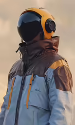 a person in a pilot jacket wearing a helmet