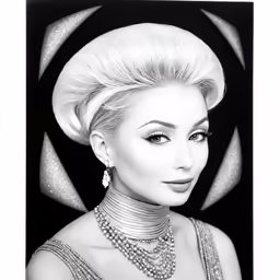 lady with blond hair, wearing large diamonds