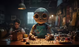 a scene from the video show home alone with a creepy robot