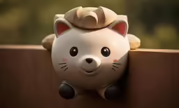 an image of a cute cat peeking out the side of a building